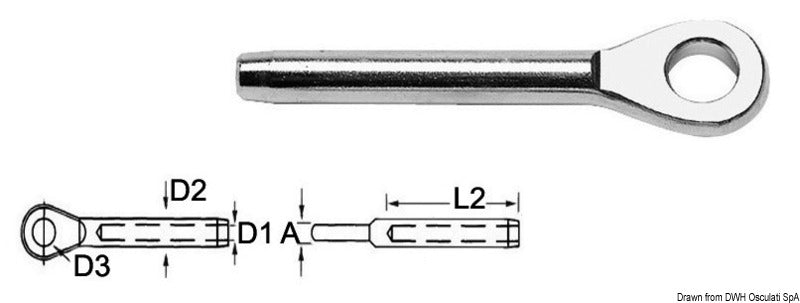 Press-fitting terminaler i AISI 316 rustfritt stål