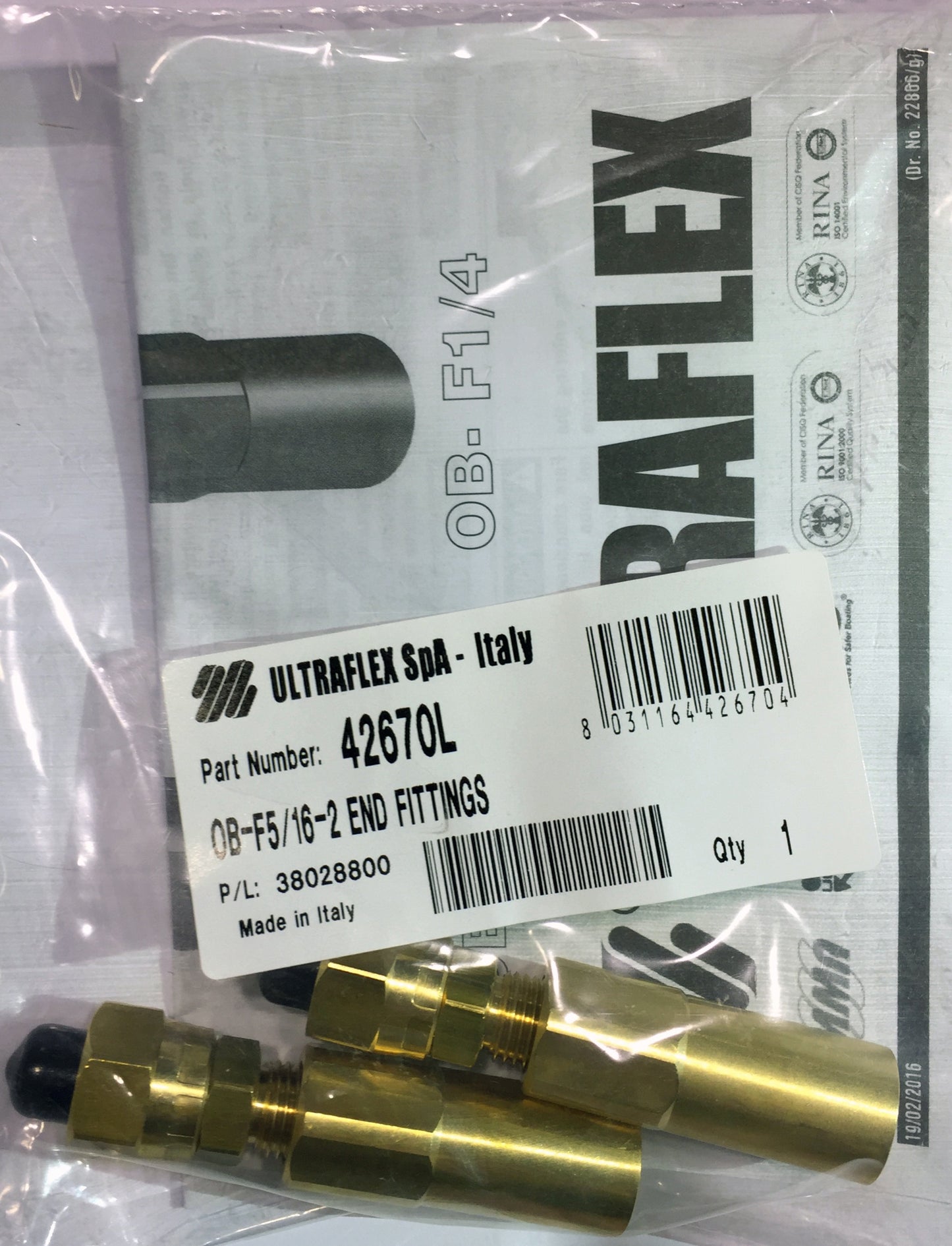 Ultraflex Slangetilkopling outb. m/mutter 3/8" gjenger