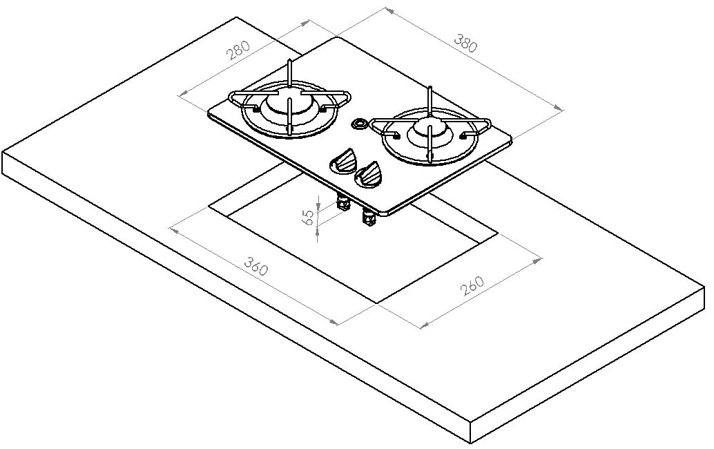 Glass Hob 2 gasskoketopp