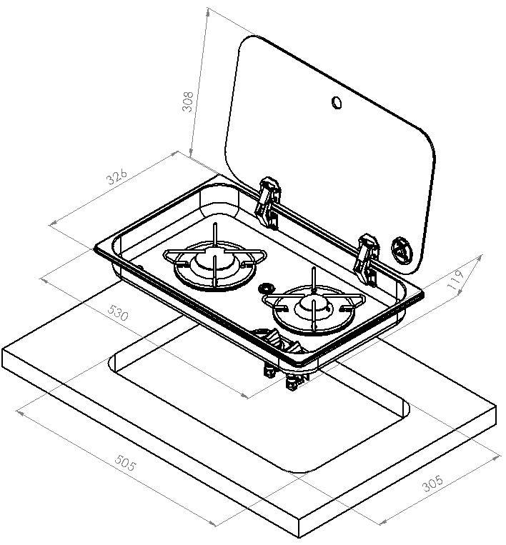 Stainless Steel Hob 2 gasskoketopp