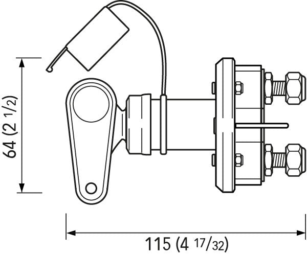 Quick Hovedstrømbryter med uttakbar nøkkel, rød