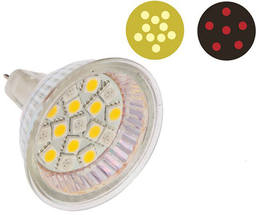 LED-pære MR16 dual varmhvit/rød
