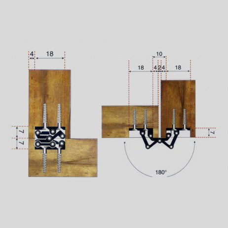 Hengsel i forkrommet messing 52 x 45 mm