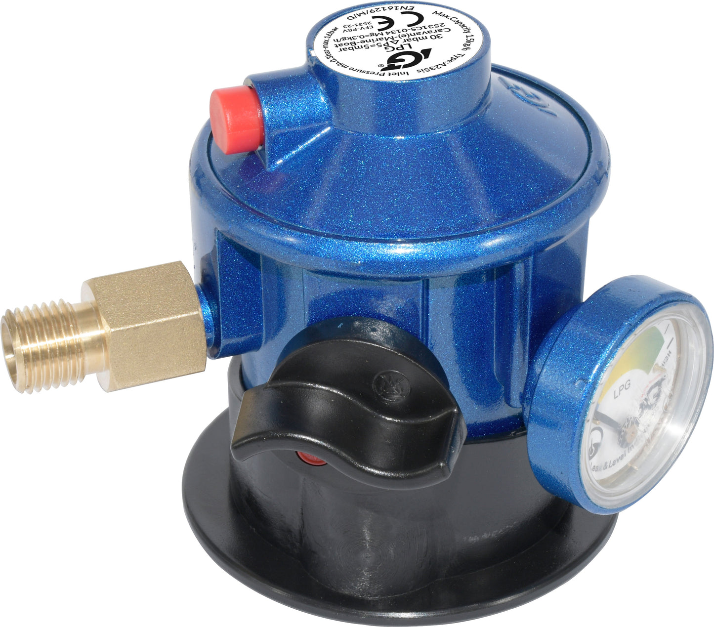 1852 Gassregulator m/manometer click-on 1/4" gjengeutgang