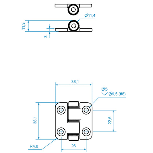 Roca Friksjonshengsel 38,1 x 38,1 mm
