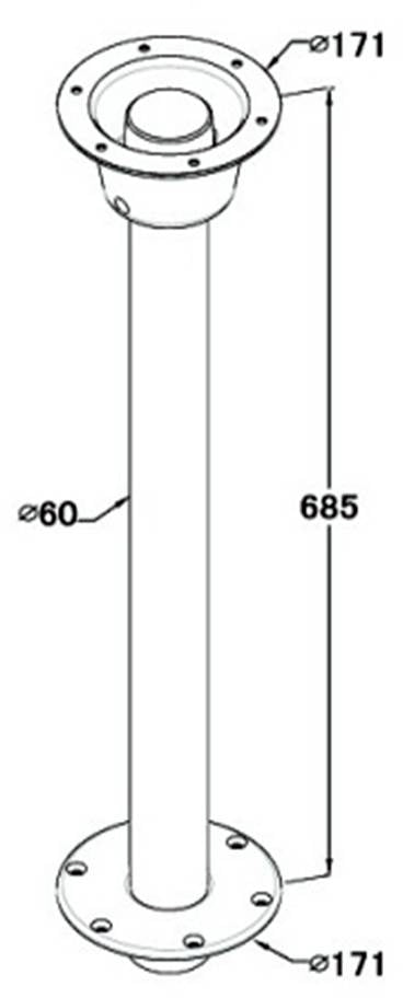 Bordsøyle flyttbar m/nedfelt dørkstedt