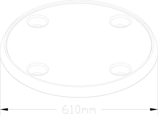 Bordplate, rund med 4 flaskeholdere