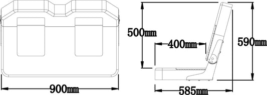 Båtstol H90 cruiser, 2-seter, lysegrå/mørkeblå