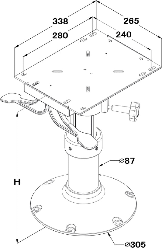 Stolsøyle SHD "wide slide" 430-610 mm