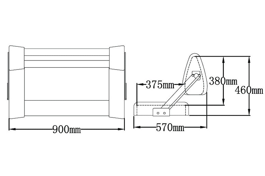 Båtstol ST90 Flip back sort lys grå