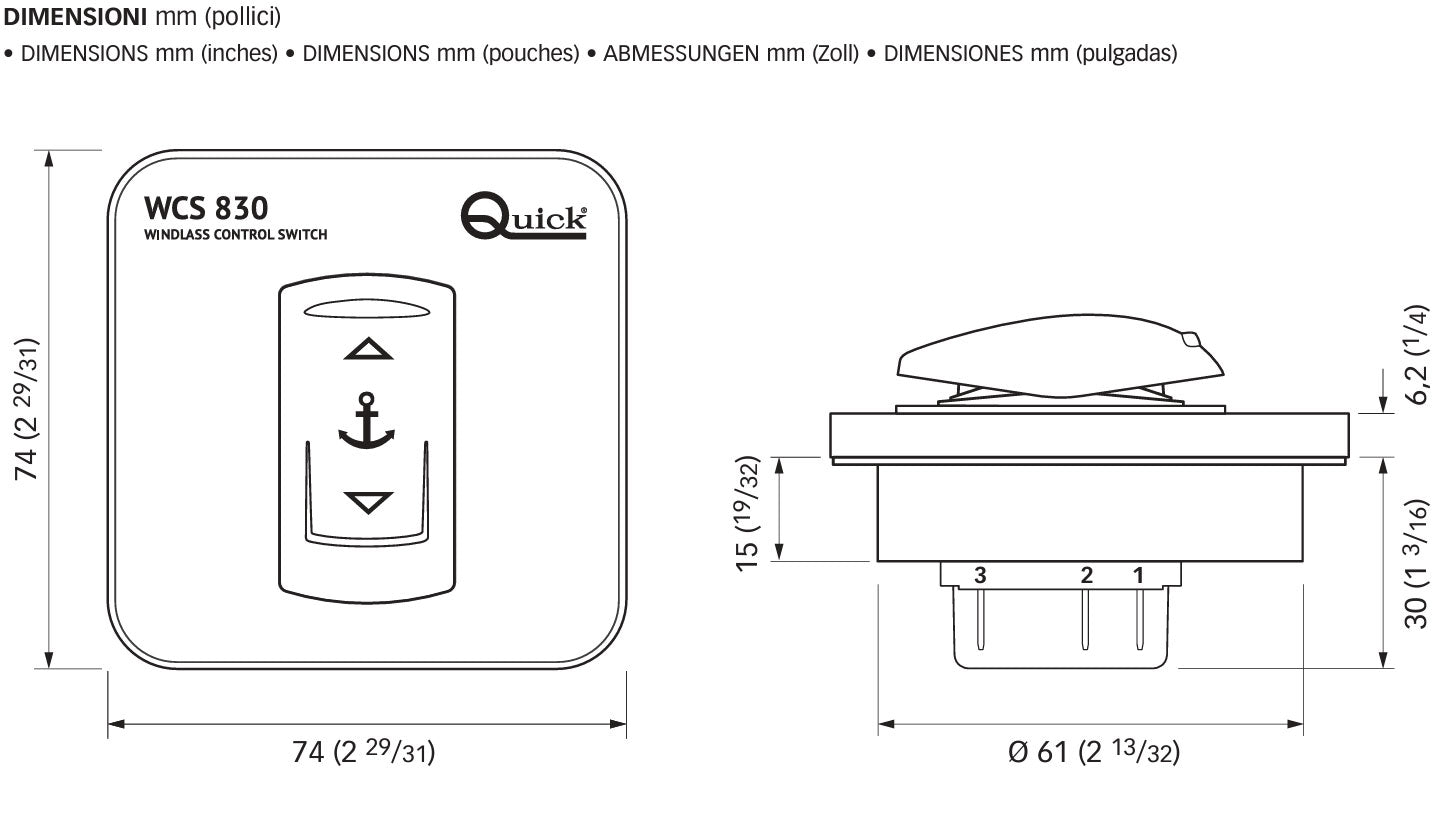 Quick WCS830 betjeningspanel for ankervinsj – bilde 3