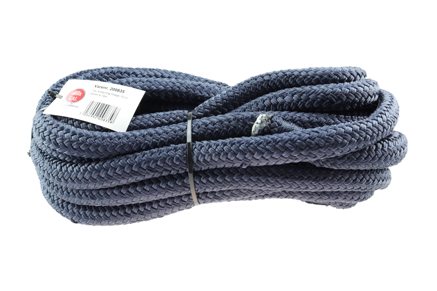 Fortøyningstau m/øye - Marine blå / Sort - 10m - Flettet