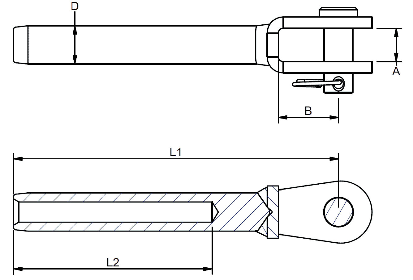 Gaffelterminal 8mm 5/16 12 mm bolt