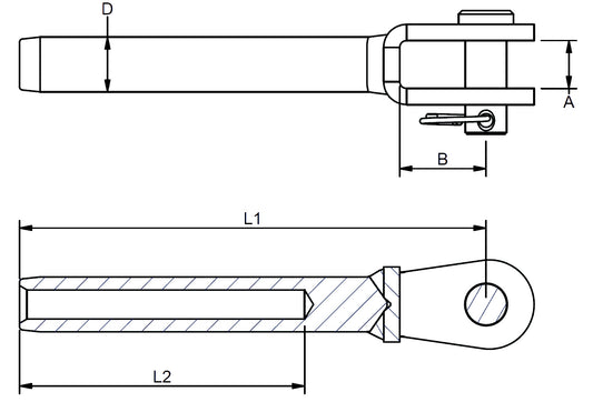 Gaffelterminal 8mm 5/16 12 mm bolt