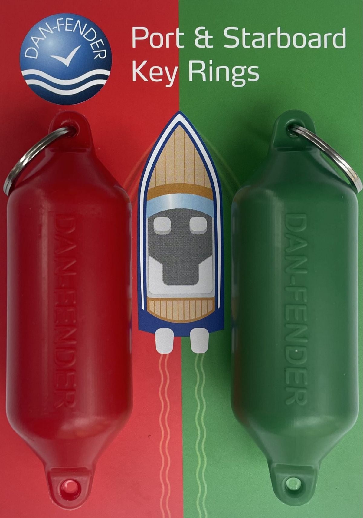 Danfender Nøkkelring - 2pk - Rød og Grønn - 31x100mm