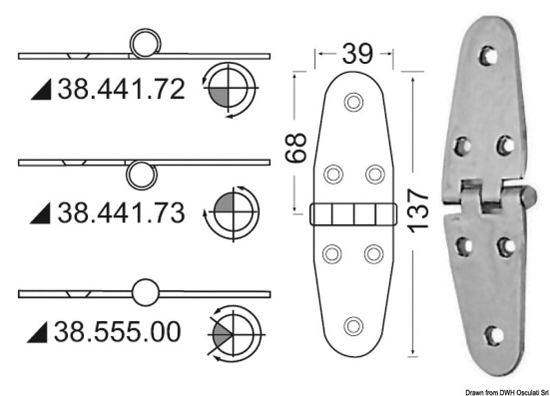 Hengsler 2 mm tykkelse