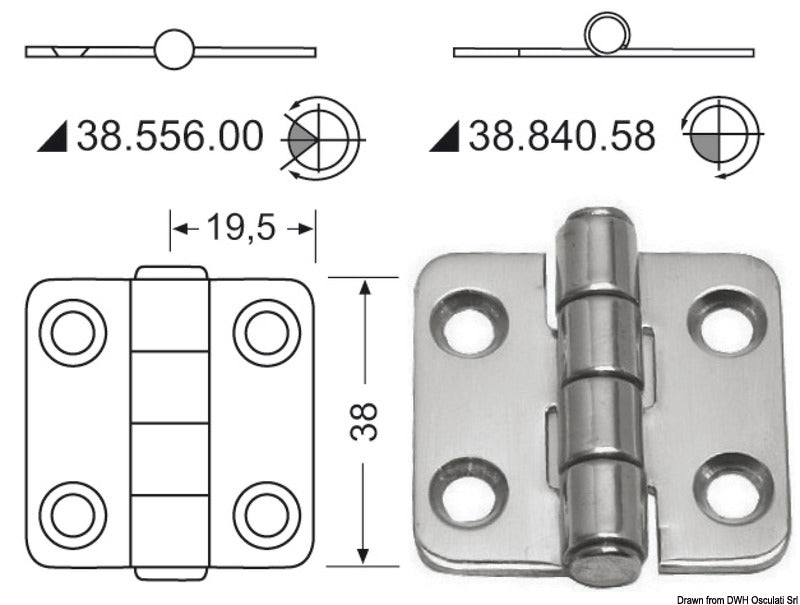 Hengsler 2 mm tykkelse