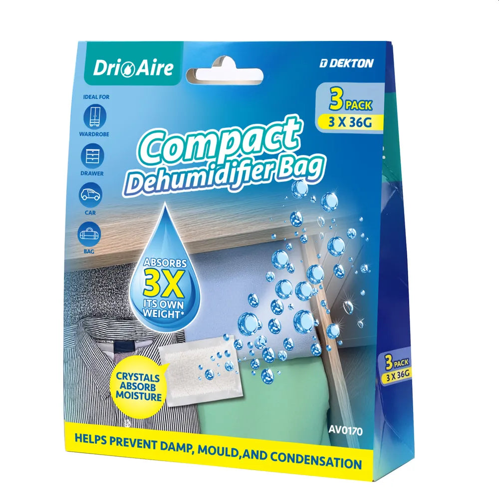 Fuktsluker pose 3x36gr - For bil - bag - klesskap - 90x130mm