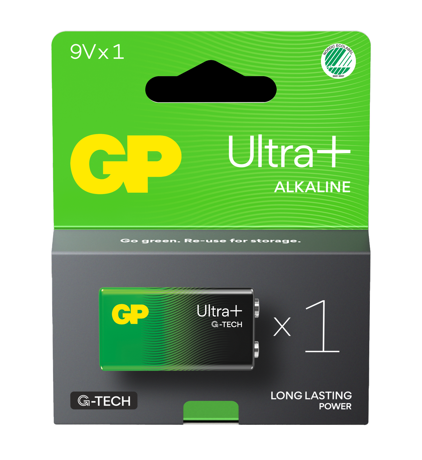 GP Ultra+ Alkalisk batteri 9v - LR6LF22/1604 - 9V