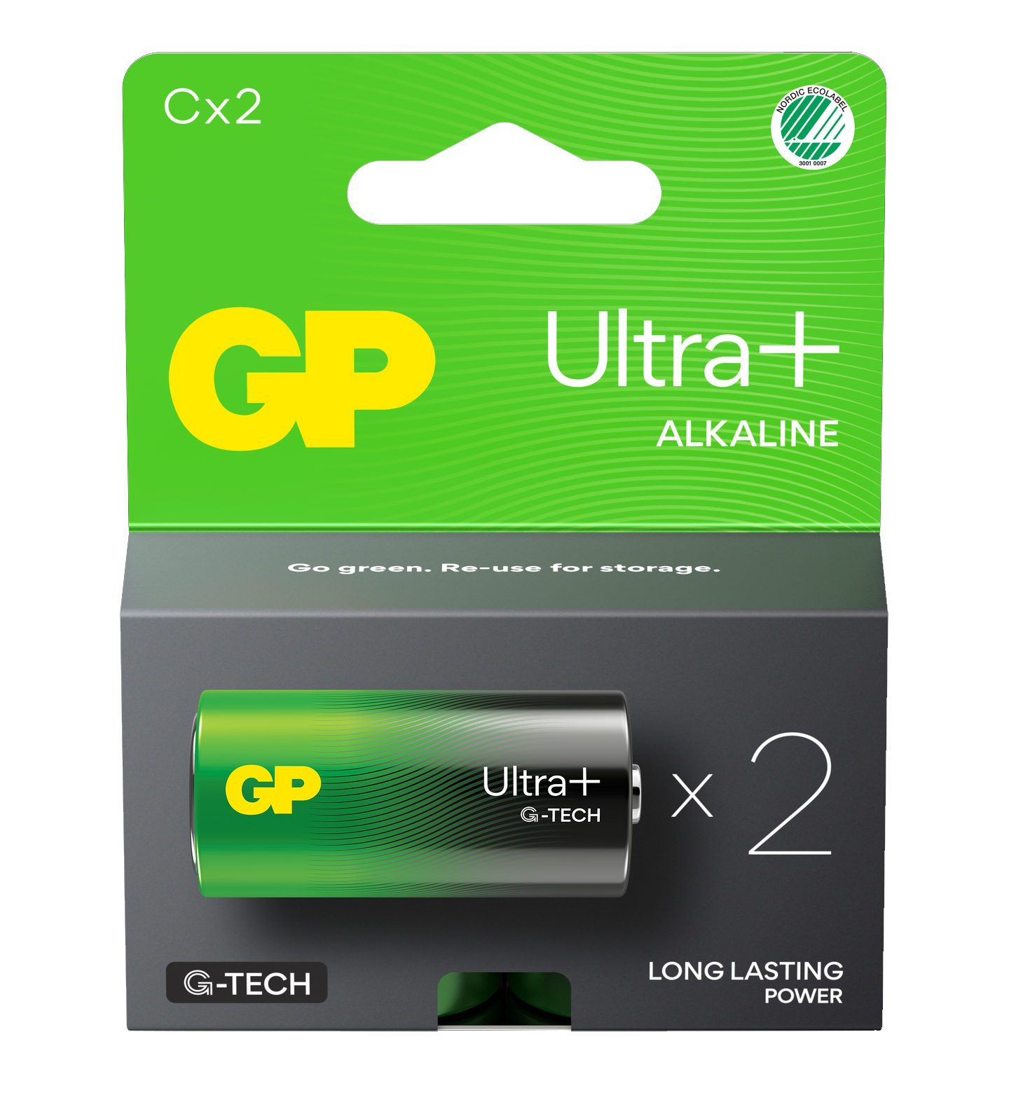 GP Ultra+ Alkalisk batteri C - 2pk - LR14 - 1,5V