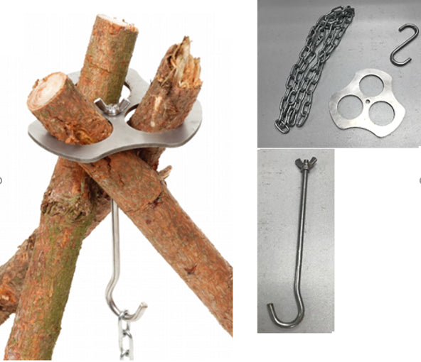 Bålrigg for turbruk - Tripod ring med oppheng