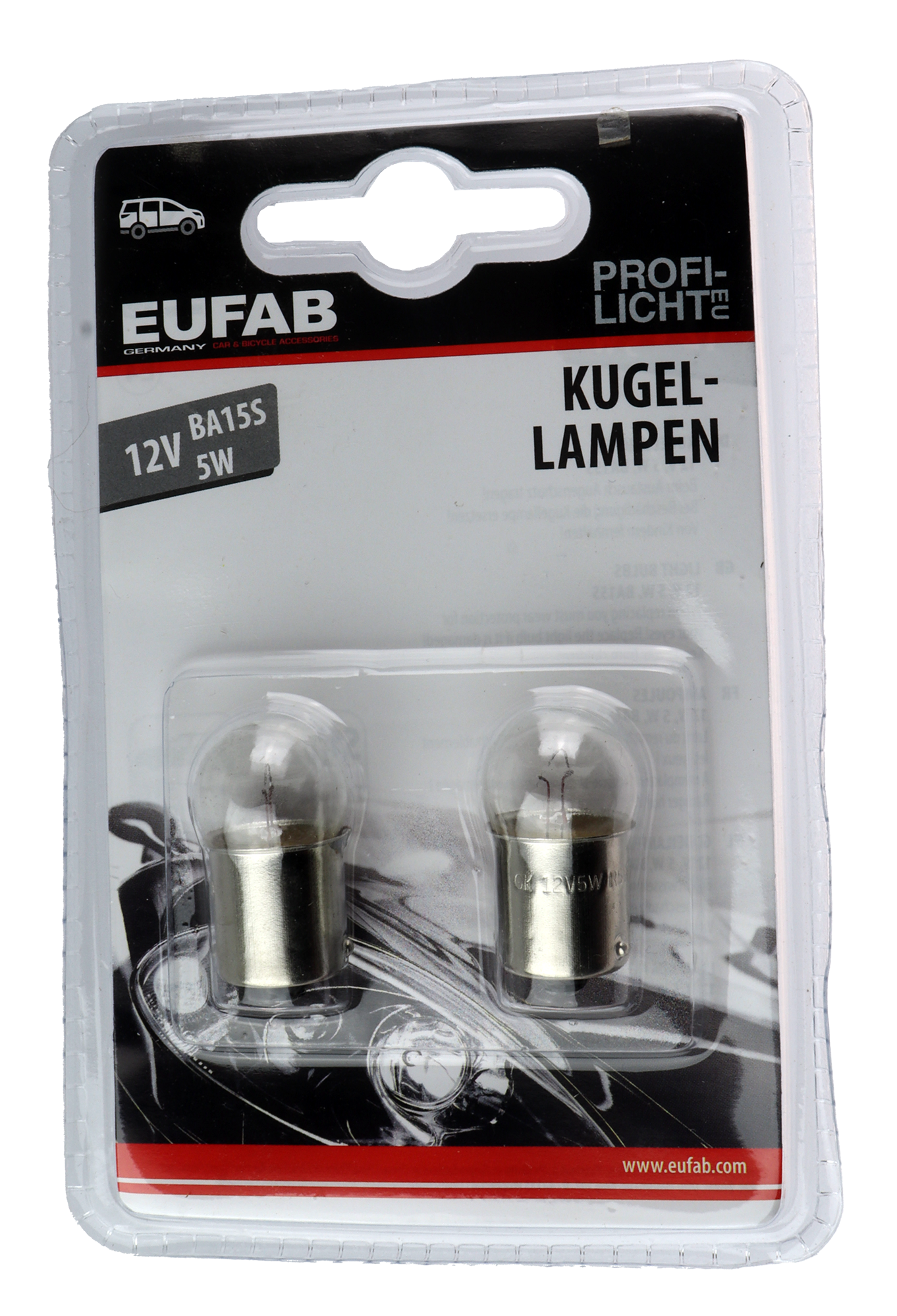 Eufab Lyspære - 2 pk - 12v 5w BA15S