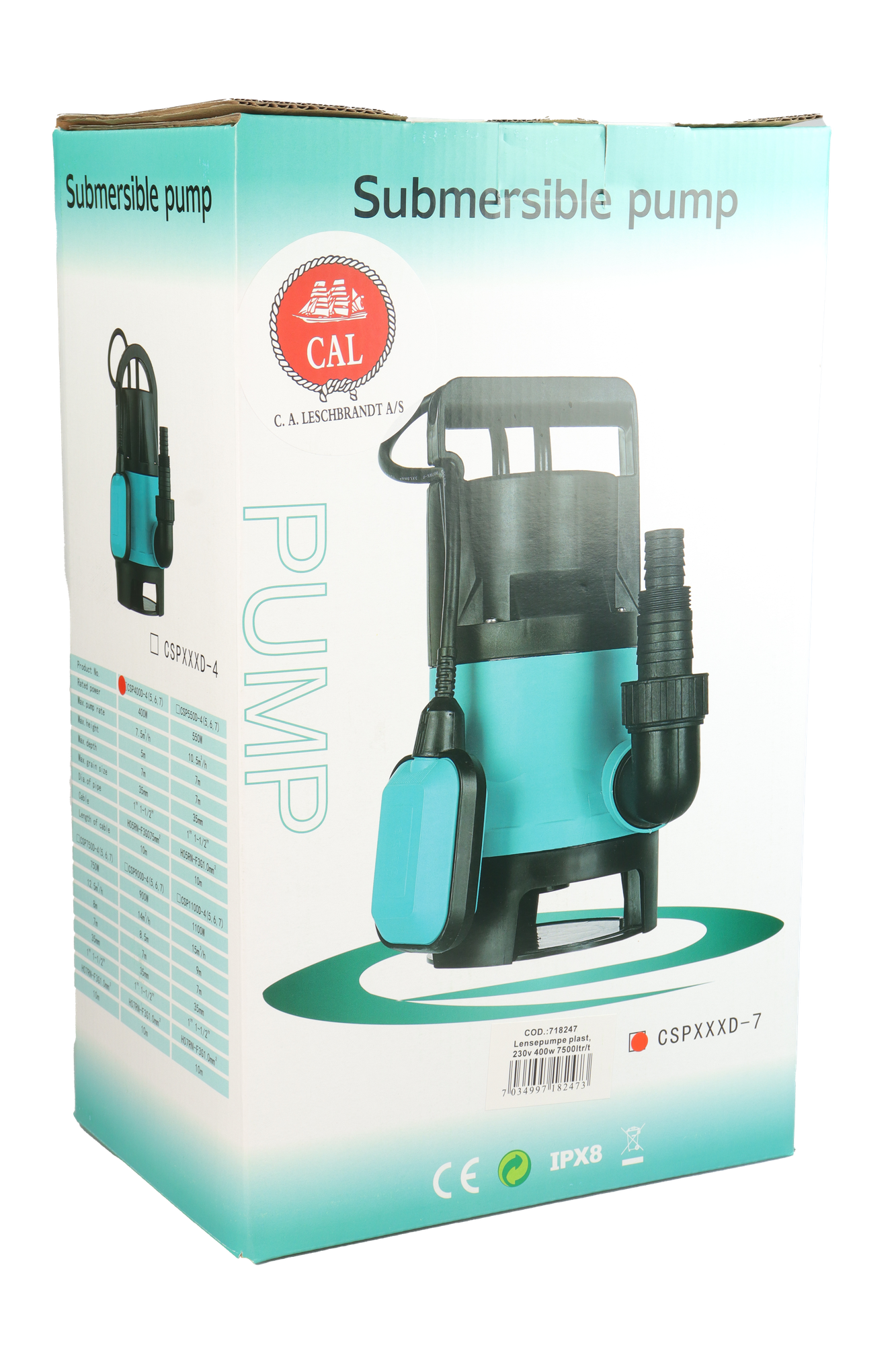 Osean Lensepumpe 400w - 220v - 1981 gph - 7500 l/t
