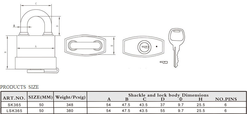 Lemen Hengelås Waterproof SK50