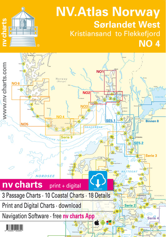 Kart kombi Atlas No 4 - Flekkefjord til Kristiansand