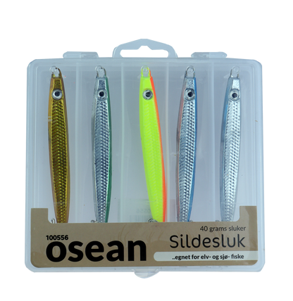 Osean sluksett Sildesluk - 5pk - 18gr - 25gr - 40gr - 60gr m/slukboks