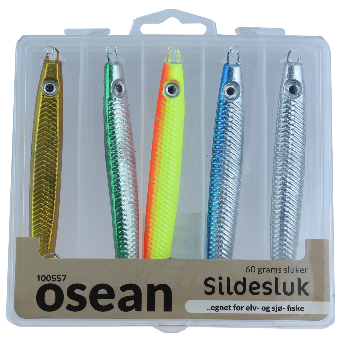 Osean sluksett Sildesluk - 5pk - 18gr - 25gr - 40gr - 60gr m/slukboks