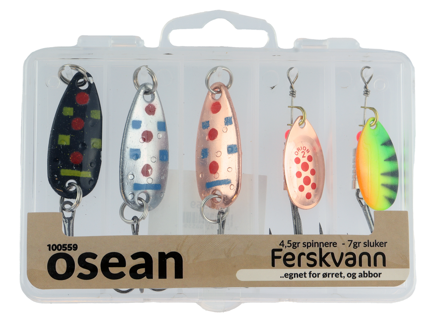 Osean sluksett Ferskvann #2 - 5pk - 7 gr, #2 - 4.5gr - m/slukboks