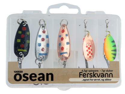 Osean sluksett Ferskvann #2 - 5pk - 7 gr, #2 - 4.5gr - m/slukboks
