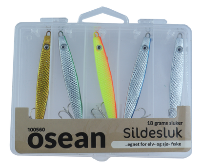 Osean sluksett Sildesluk - 5pk - 18gr - 25gr - 40gr - 60gr m/slukboks