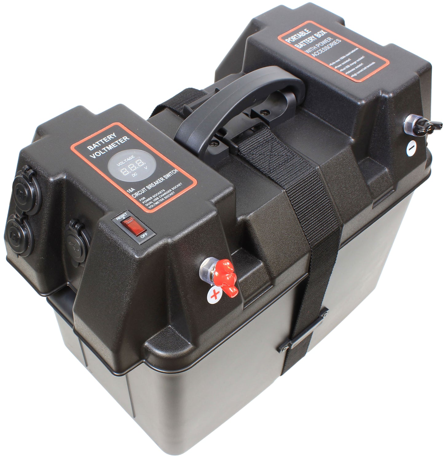 Batterikasse Powerbox med 12V og USB uttak