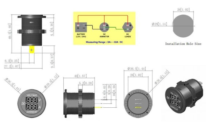 Digital volt- og amperemeter
