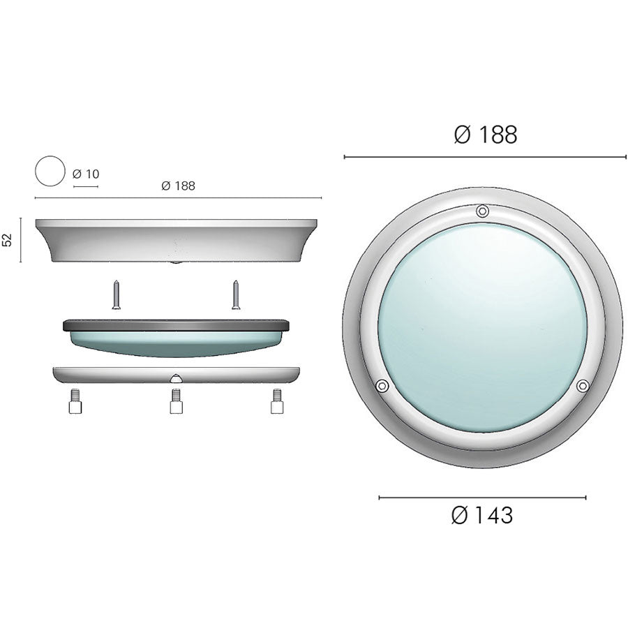 Foresti & Suardi Vanntett taklampe Vela Krom
