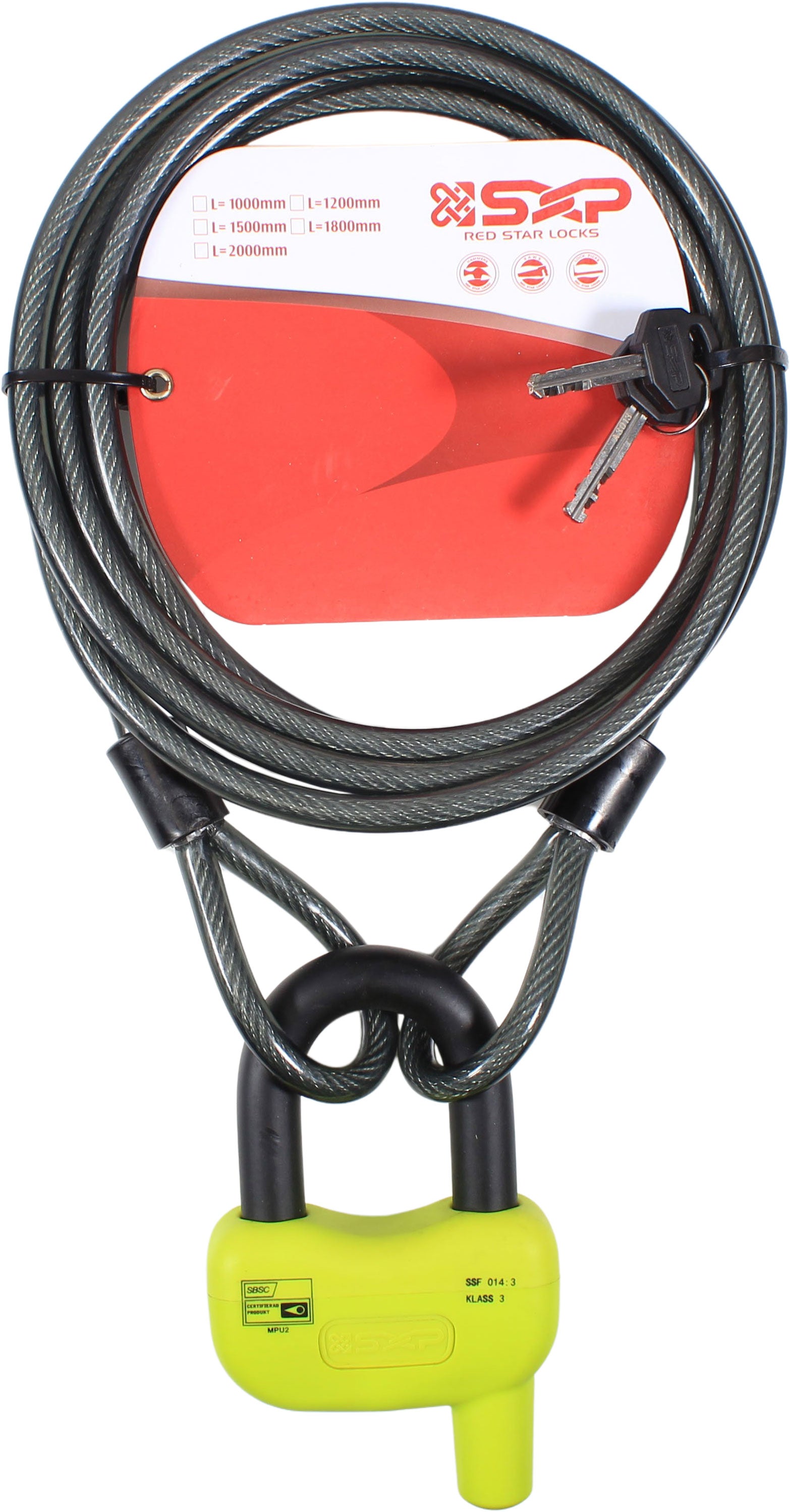 1852 Låsepakke 2, lås + wire 3m