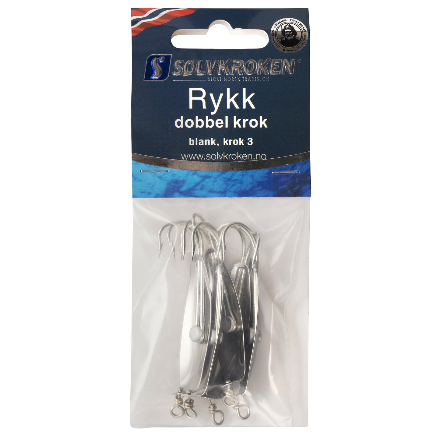 Sølvkroken Rykk - Nr3 - 5pk - Sølv - Dobbel krok