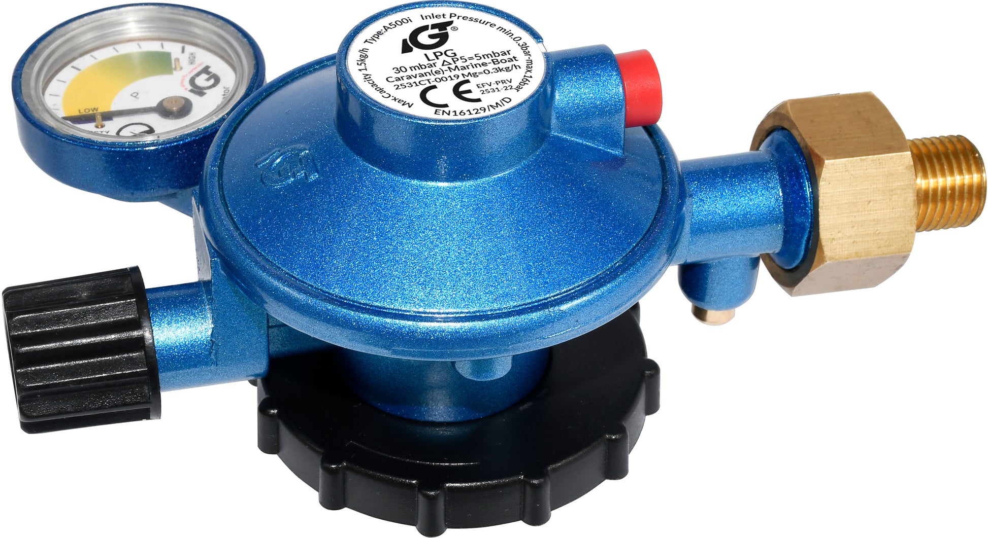 1852 Gassregulator med manometer M14 tilkobling