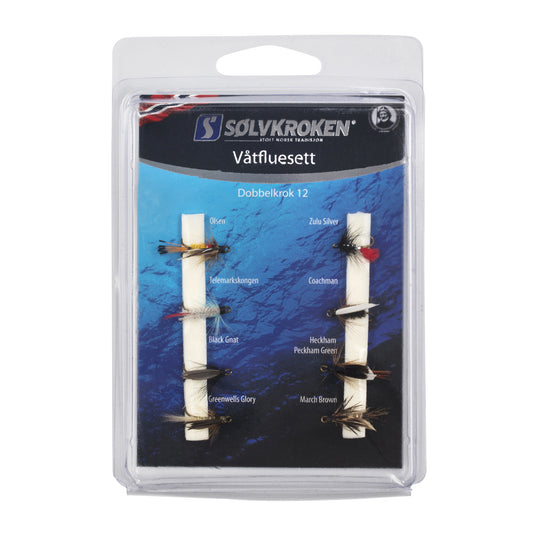 Sølvkroken Våtfluesett DK12 - 8pk - Fluesett