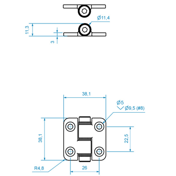 Roca Friksjonshengsel 38,1 x 38,1 mm – bilde 2