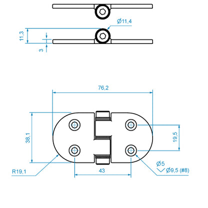 Roca Friksjonshengsel 38,1 x 76,2 mm – bilde 2