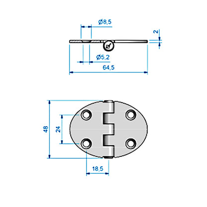 Roca Hengsel oval 64,5 x 48 mm SS316 – bilde 2