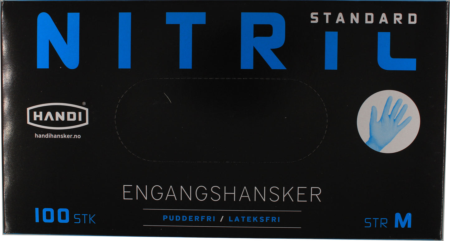 Nitril Engangshansker blå 100 stk M – bilde 2