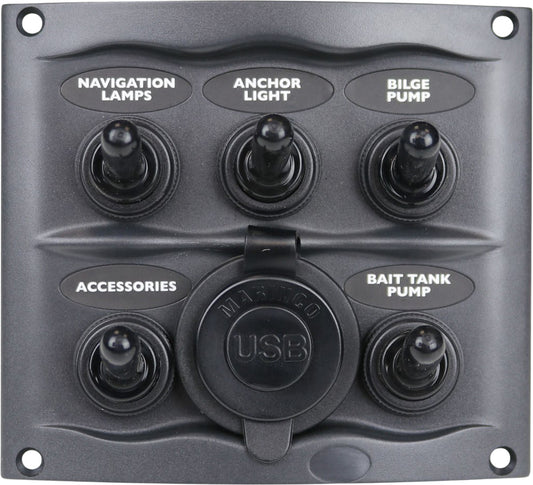 BEP Bryterpanel 5 brytere + USB