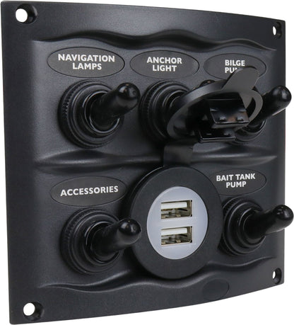 BEP Bryterpanel 5 brytere + USB 24V