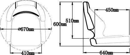 Båtstol M52S, mørkeblå/lysegrå