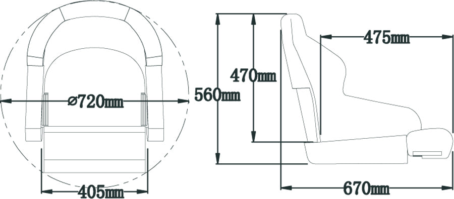 Båtstol SD52 flip-up, mørkeblå/lysegrå