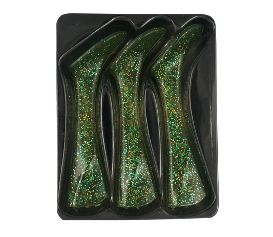 Headbanger Shad 22 Rep. tails, 3 pcs - Motoroil/Green
